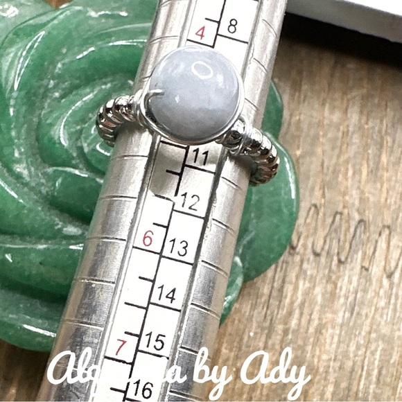 Aquamarine sphere wire wrapped silver ring manifesting self expression - Picture 3 of 5